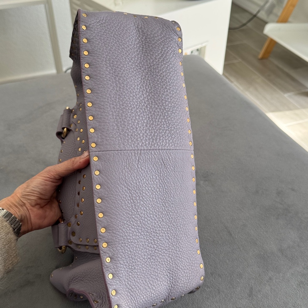 Celine Studded Lavender Leather Boogie Top Handle Bag Gold Studs Vintage - Picture 2 of 11